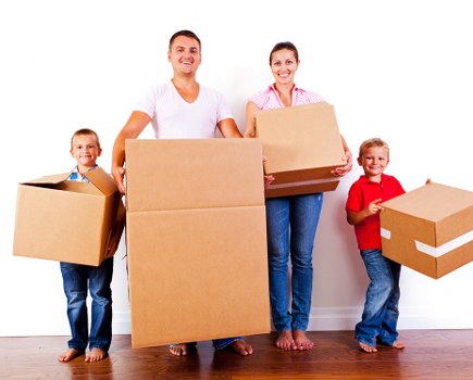 Removal van loaded for a Fulham home move on a local street
