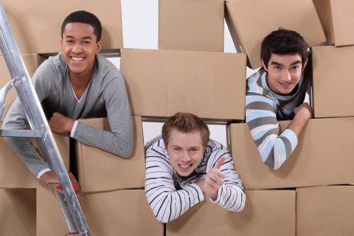 Furniture and boxes being loaded for a house move in Fulham