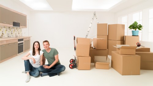 Checklist and packed boxes ready for a Fulham house or office move