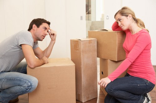 Packed boxes and furniture ready for removals in Fulham