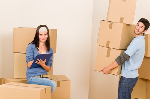 Moving boxes and household items organised for a Fulham house relocation